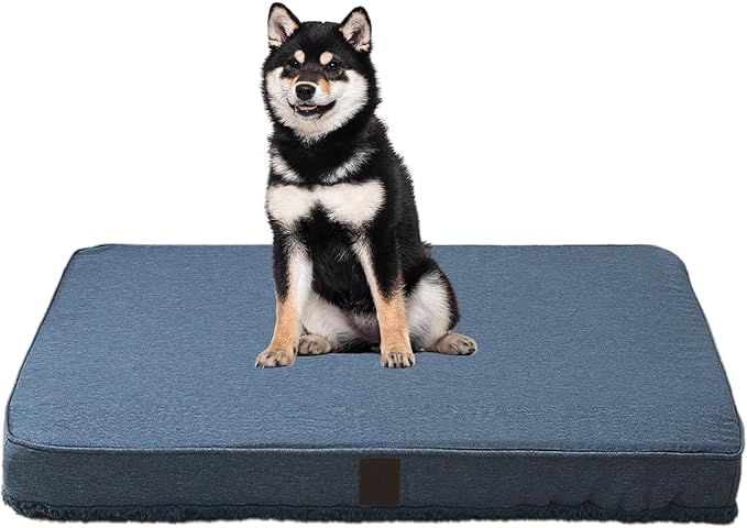 DaysU Dog Bed for Medium Dogs, Orthopedic Dog Beds with Removable Washable Cover, Medium Egg Crate Foam Pet Bed Mat, Light Navy, Suitable for Dogs Up to 35 Ibs, 35x22x3in