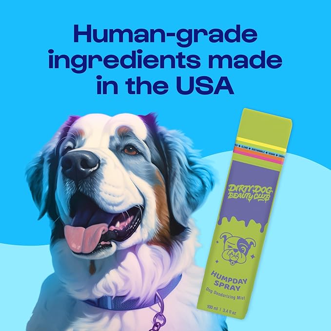 Dirty Dog Beauty Club - Humpday Spray for Dogs & Puppies - Odor Eliminating Mist with Organic Essential Oils - Balances Skin & Fur Freshness - 100 ml (3.4 oz), Sage Breeze Scent
