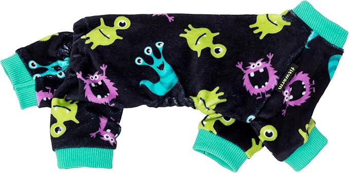 Fitwarm Cute Monster Halloween Dog Pajamas, Funny Costumes for Small Dogs Boy Girl, Festive Pet Clothes, Green, Purple, Black, Large