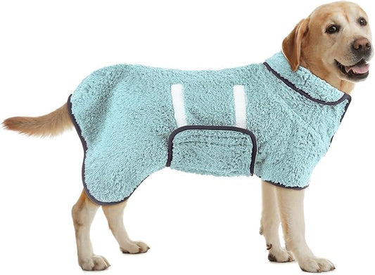 Bienbee Dog Bathrobe, Quick Drying Super Absorbent Dog Robes for After Bath, Warm Keeping Dogs Towel, Dogs Bath Supplies, Light Green L