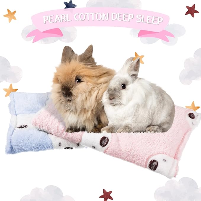 Jetec 2 Pieces Guinea Pig Hamster Warm Mats Bed Hamster Sleep Pad Squirrel Hedgehog Soft Cushion Rabbit Chinchilla Bed Mat House Nest(Cute Color, Bear Pattern)