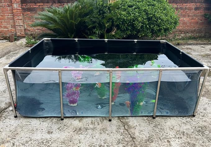 Aquarium Pool Pond,Collapsible Fish Ponds for Outside with Transparent Clear Viewing Panel,470 Gallon Fish Tank,PVC Canvas Above Ground Pond,Indoor/Outdoor Pond for Koi,Goldfish,with Drain Valve