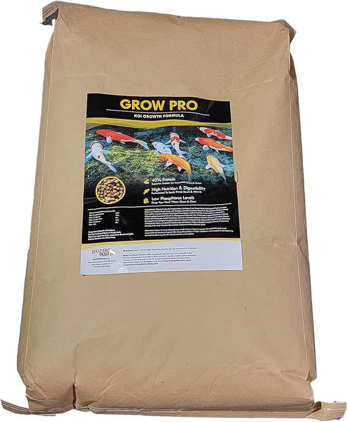 HALF OFF PONDS Grow Pro Koi and Goldfish Food with High-Protein Growth Formula 50 lb Bag - KOIGP-050