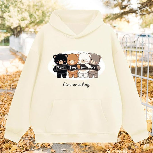 Oversized Hoodies for Women 2025 Trendy Cute Dog Cat Print Sweatshirts Hooded Pullover Tops with Kangaroo Pocket