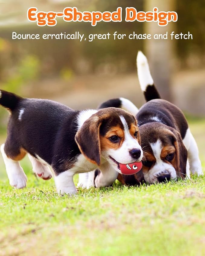 Squeaky Dog Toys, Soft Puppy Egg Balls, Funny Interactive Squeak Pet Chew Toy, [10 Pack] Fetch Play Balls Toy for Puppies Small Medium Breeds, 2.6"*1.8"
