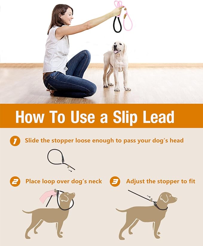 lynxking Slip Lead Dog Leash 6 FT x 1/2 inches Strong Heavy Duty Dog Rope Leash Braided Comfortable Handle for Small Medium Large Dogs