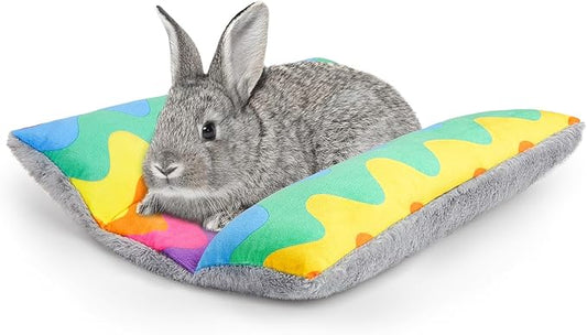 Rabbit Bed 15"X14"Thickened and Soft Bunny Bed Washable Cuddle Cushion Plush Mat Double-Sided Plush Small Pet Flop Mat Cotton Pillow for Rabbit