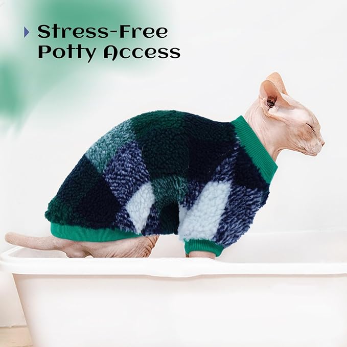 Cat Clothes -2 Legged Pullover Cat Sweater Soft Warm Pet Apparel Kitten Clothes for Kittens Only Elastic, Green L
