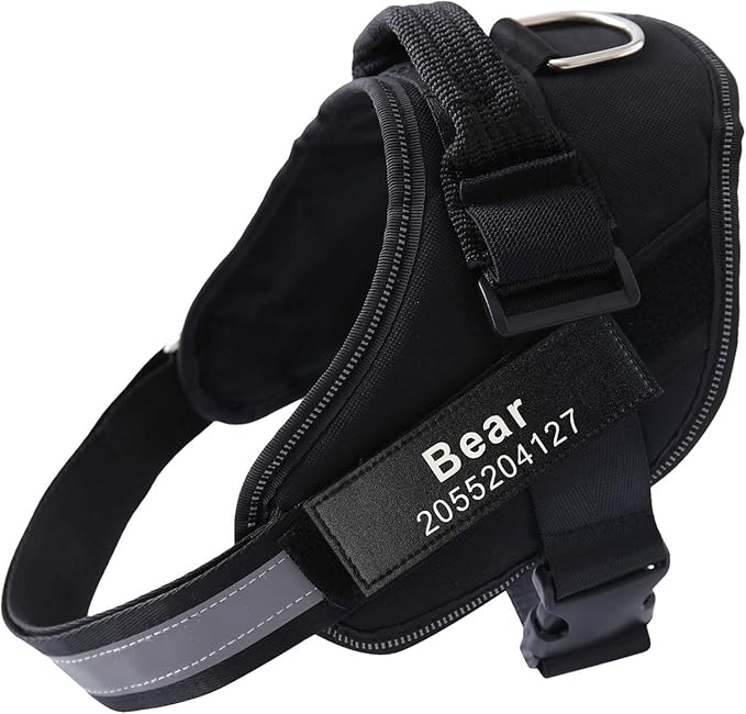 HOTGOL Custom No Pull Dog Harness with Personalize Name and Phone Number Tag,Reflective Breathable Adjustable Pet Vest for Small to Large Dogs