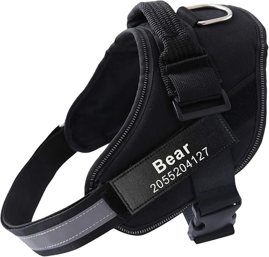 HOTGOL Custom No Pull Dog Harness with Personalize Name and Phone Number Tag,Reflective Breathable Adjustable Pet Vest for Small to Large Dogs