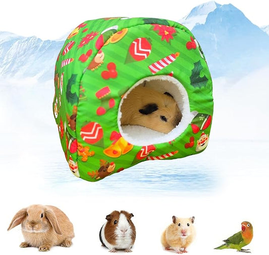 Guinea Pig Hideout - Thicken Washable Christmas Style(Green) Small Animal House Cage Accessories for Guinea Pig,Mouse,Chinchillas, Hamsters,Hedgehogs,Ferrets,Bearded Dragons & Rats