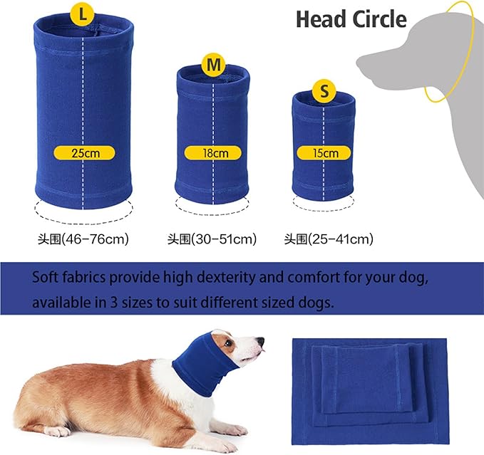 Dog Anxiety Ear Cover, Dedication Ear Wrap Dogs Anxiety Relief – Noise Canceling for Fireworks, Thunderstorms, Pet Grooming & Force Drying(Pail Lilac L)