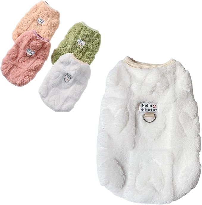 Warm Cat Apparel Cute Fluffy Cat Sweatshirt Cartoon Kitten Winter Coat Pullover Soft Skin-Friendly Knitwear (Medium, White)