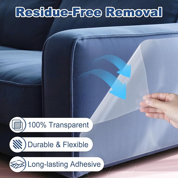 Cat Scratch Furniture Protector, 12-Pack Couch Protector from Cat Claws, Cat Couch Protector Single-Sided Furniture Protectors from Cats Scratching for Sofa Corners Walls Doors(with 50 Twist Pins)