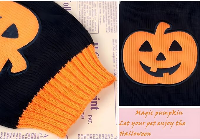 NACOCO Dog Sweater Pumpkin Pet Sweaters Halloween Holiday Party for Cat and Puppy (S)
