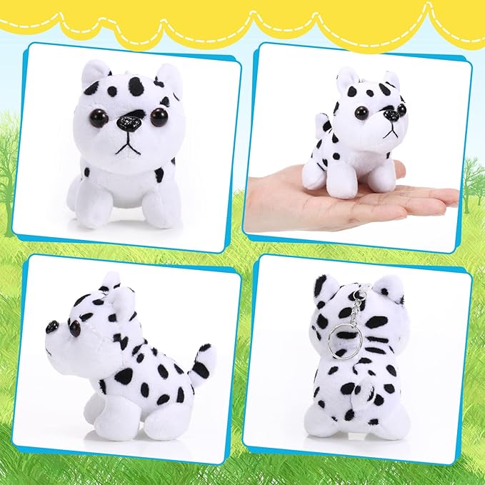 Sumind 9 Pcs 4" 5" Mini Plush Stuffed Dog Party Favor Small Puppy Stuffed Animal Bulk Soft Toy Doll Cute for Kids Gift Graduation Stocking Stuffers Baby Shower Birthday(Dalmatian)