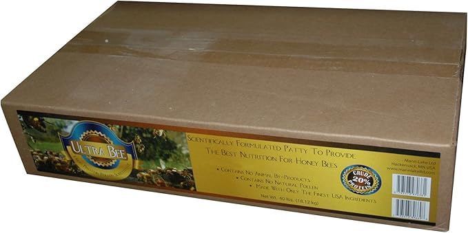 Mann Lake Ultra Bee Pollen Substitute Patties, High Protein, Boosts Brood, Healthy Colony, Beekeeper Essential, Free from Animal by-Products, Rich in Vitamins & Amino Acids, 40 Lbs