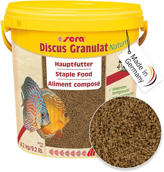 Sera Discus Granules Nature 10l (4,2kg/147,1 oz) | Main Feed for All Discus & Ornamental Fish | Rich in Aquatic Proteins & Minerals | No Dyes or Preservatives | Boosts Growth, Health & Fertility