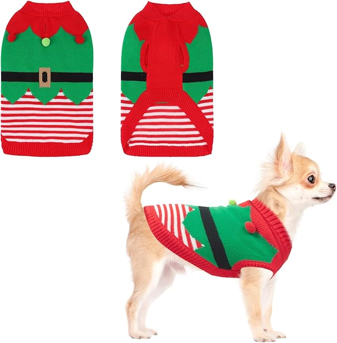 KOOLTAIL Dog Christmas Sweater Winter Clothes - Knitwear Soft Santa Claus Shirt for Cold Weather, Fleece Pet Sweatshirt Pullover Jumper Outfit for Small Medium Large Dogs Puppy Cats Girls Boys Red S