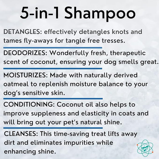 Gallon Bottle 5 in 1 Dog Shampoo for Itchy Skin - Sensitive Skin Dog Shampoo for Smelly Dogs - Dog Shampoos & Conditioners - Made in The USA