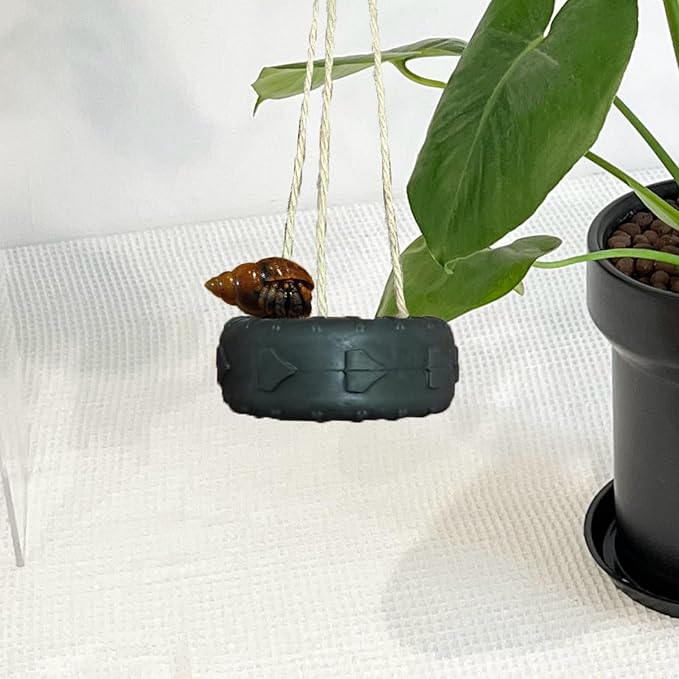 Hermit Crab Tire Swing Toy Suction Cup Hook Climbing Toy Terrarium Decor Climbing Swing for Hermit Crabs, Small and Medium-Sized Amphibians and Frogs