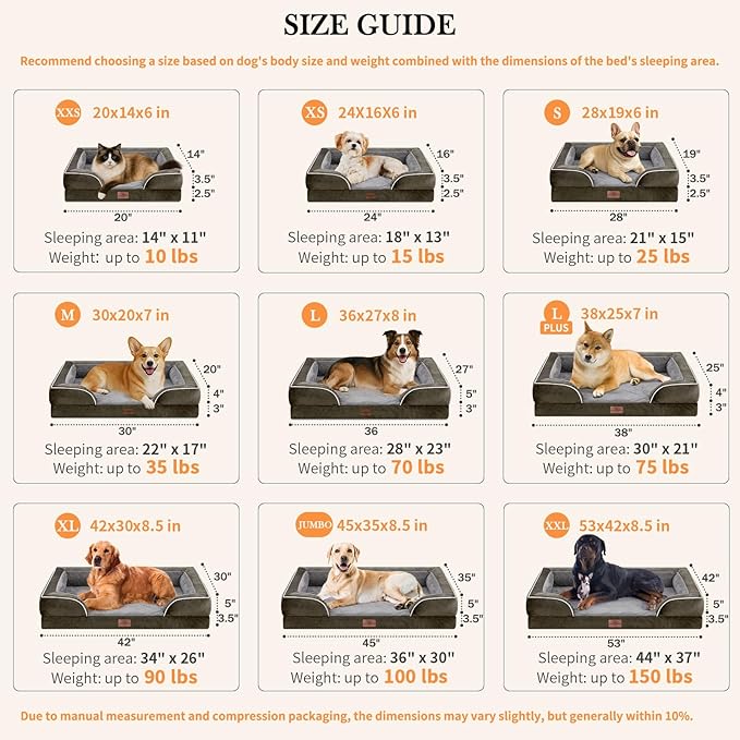 Comfort Expression Small Dog Beds Waterproof Cat Beds Orthopedic Foam Sofa Beds for Small Dogs Comfy Pet Bed with Washable Removable Cover & Non-Slip Bottom(XX-Small,Dark Green)