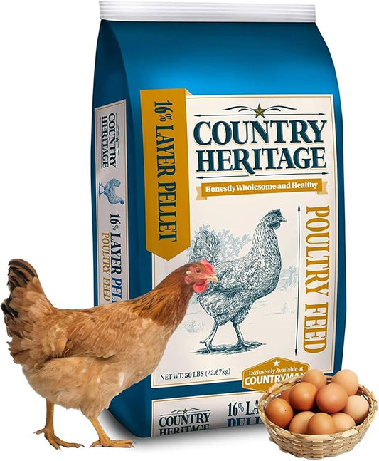 CountryMax 16% Protein Layer Pellets for Laying Hens – Complete Feed for Chickens, Ducks & Game Birds – 50 lb Bag