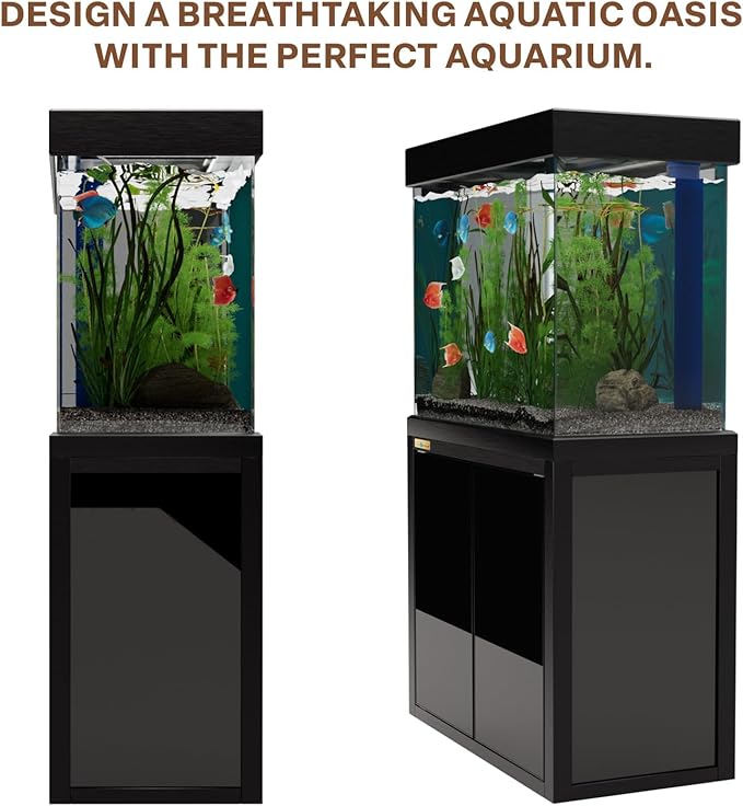 50 Gallon Fish Tank with Premium Tempered & Ultra Transparent Glass (Complete Aquarium Setup) All in Black