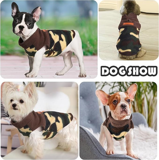 Dog Sweaters for Small Dogs Girl Boy Fleece Puppy Sweater Warm Soft Pet Holiday Clothes for Small Cats Dogs Chihuahua Sweatshirt, S, Camouflage