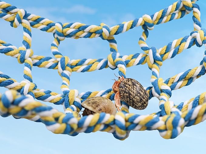 Dnoifne 20 × 7 Inch Colorful Bird Rope Net, Rat Climbing Rope Net, Pet Hanging Hammock, Bird Ladder Rope Bridge, Small Animal Rope Net Toy, Cage Decor Accessories for Rat Hamster Bird Ferret