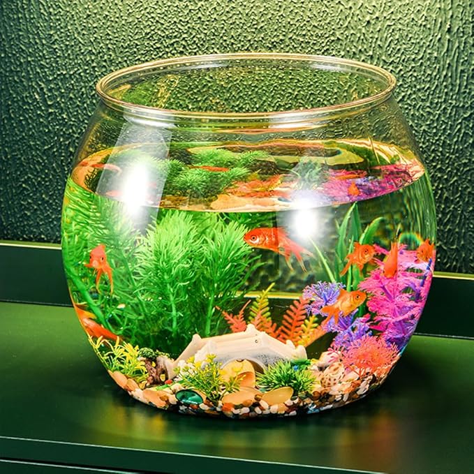 Transparent Fish Tank Plastic Round Aquarium Small Fish Bowl Aquariums Tanks Fish Bowls Portable Fish Tank for Goldfish Plastic Goldfish Bowl Small for Home Office Desk Decor