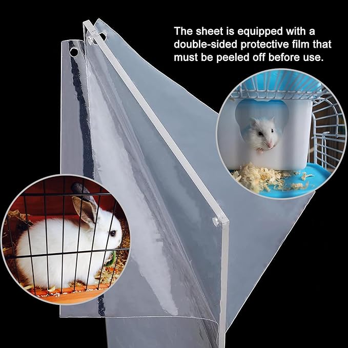 15 Pcs Pet Cage Liner, 14'' x 4.7'' Hamster Cage Rabbit Cage Liner Urine Guard Clear Cage Edge Liners for Bunny Guinea Pig Hamster Ferret Chinchilla Birds Small Animals Cage Accessories