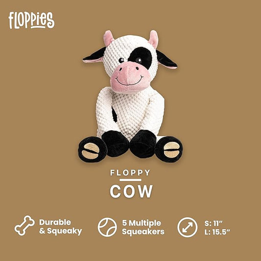 fabdog Floppies Plush Dog Toy - Cute & Durable Squeaky Dog Toys - Best Squeak Toy for Puppies and All Breeds | Ideal Pet Gift| Large Cow