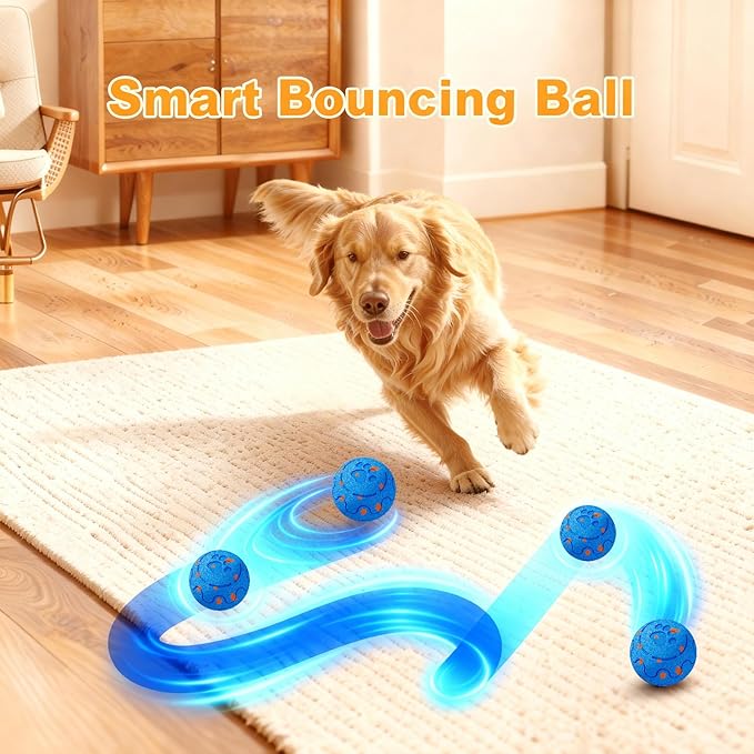 Dog Balls: Interactive Dog Ball, Self-Moving Dog Toy with Auto-Rolling & Bouncing, E-TPU Material, IP54 Waterproof, Motion-Activated, for Small/Medium/Large Dogs (Blue)