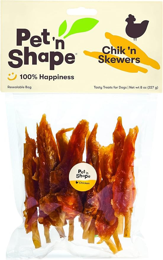 Pet 'n Shape Chicken Dog Treats Bundle - Chik 'n Rings (8 Oz) + Chik 'n Skewers (8 Oz)