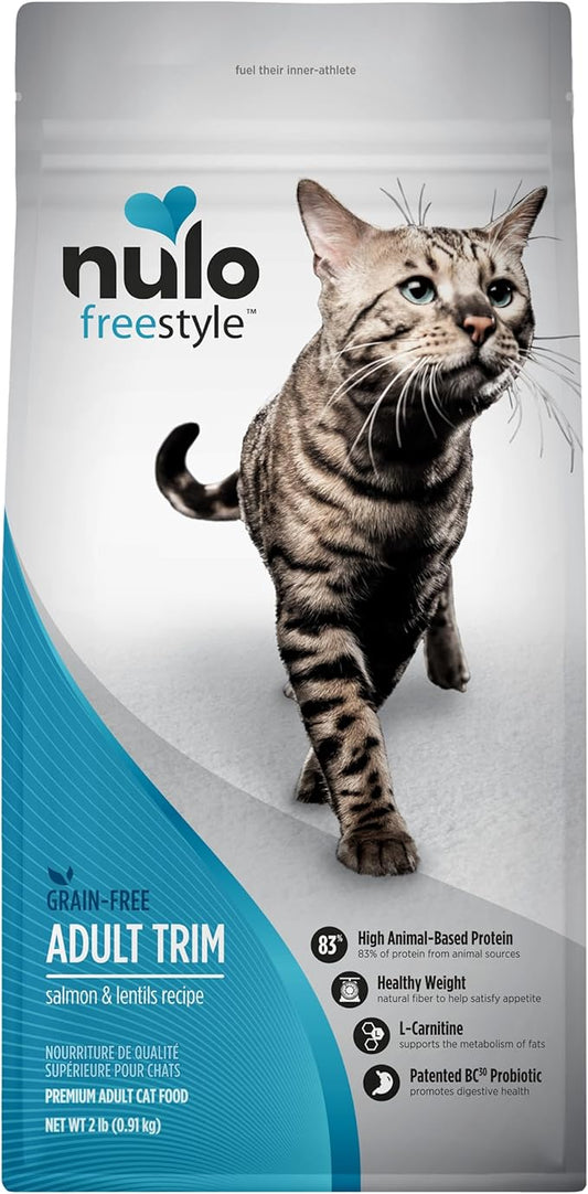 Nulo Freestyle High Protein Trim Cat Food, Salmon & Lentils Recipe - Natural Grain-Free Dry Cat Food for Weight Management with l-Carnitine, Natural Fiber, & Probiotics, 2 lb Bag