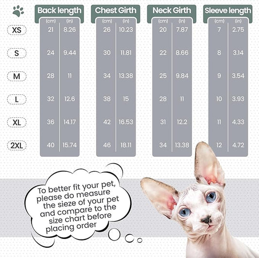 Sphynx Hairless Cats Sweater Shirt Kitten Soft Pullover Cute Cat Pajamas Jumpsuit Cotton Apparel Pet Winter Turtleneck for Cats,LightGrey M