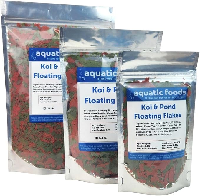 Aquatic Foods Inc. Koi & Pond Fish Krill Flakes. Arctic Krill Flakes which Contain Natural Carotenoids & Astaxanthin That Will Enhance The Vibrant Colors of Fish...WL…1/4-lb Foil Pouch Bag