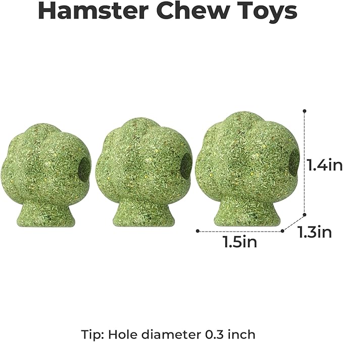 mini&moe Hamster Chew Toys for Teeth - Guinea Pig Chews and Treats Natural Hamster Enrichment Toys Improve Dental Health for Rat, Bunny, Chinchilla, Gerbils and Small Animal