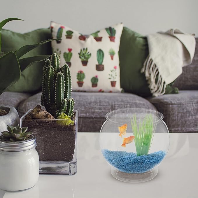 POPETPOP Plastic Fish Bowls Round Aquarium Clear Fish Keeper Fishbowl Vase Pot for Wedding Party Event Christmas Holiday Home Decor 18cm