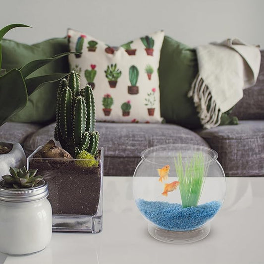 POPETPOP Plastic Fish Bowls Round Aquarium Clear Fish Keeper Fishbowl Vase Pot for Wedding Party Event Christmas Holiday Home Decor 18cm