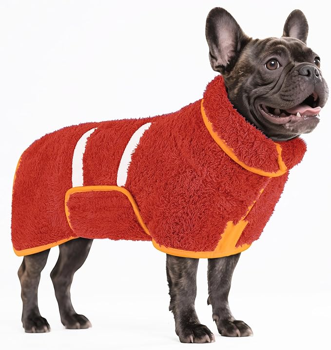 Bienbee Dog Bathrobe, Quick Drying Super Absorbent Dog Robes for After Bath, Warm Keeping Dogs Towel, Dogs Bath Supplies, Bright Red M