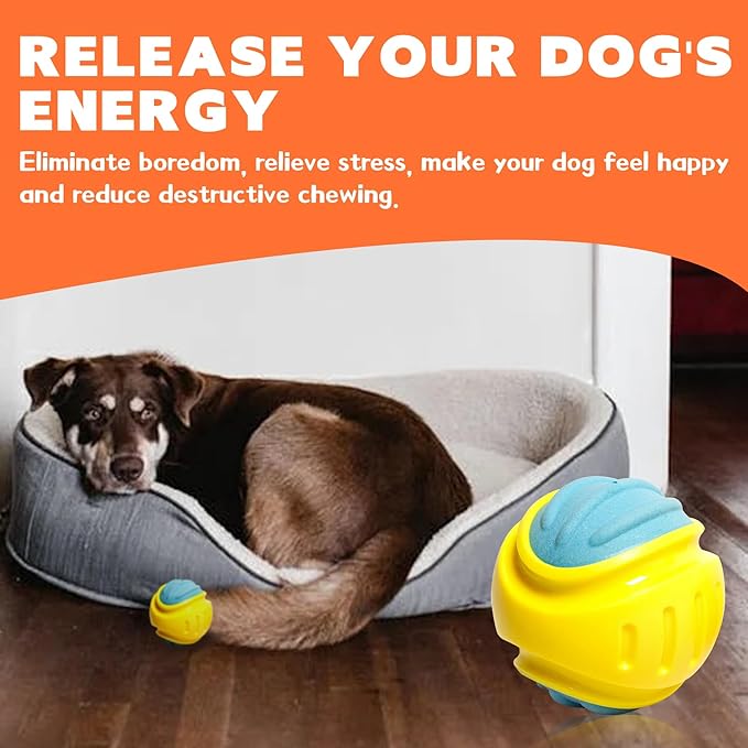 LaRoo Squeaky Dog Toy Ball, BPA Free Non-Toxic, High-Bounce & Waterproof, Floats in Water, Cleans Teeth， Relieves Anxiety, Interactive Chew Toy for Medium/Large Breeds, Indoor/Outdoor Play - 3.9''