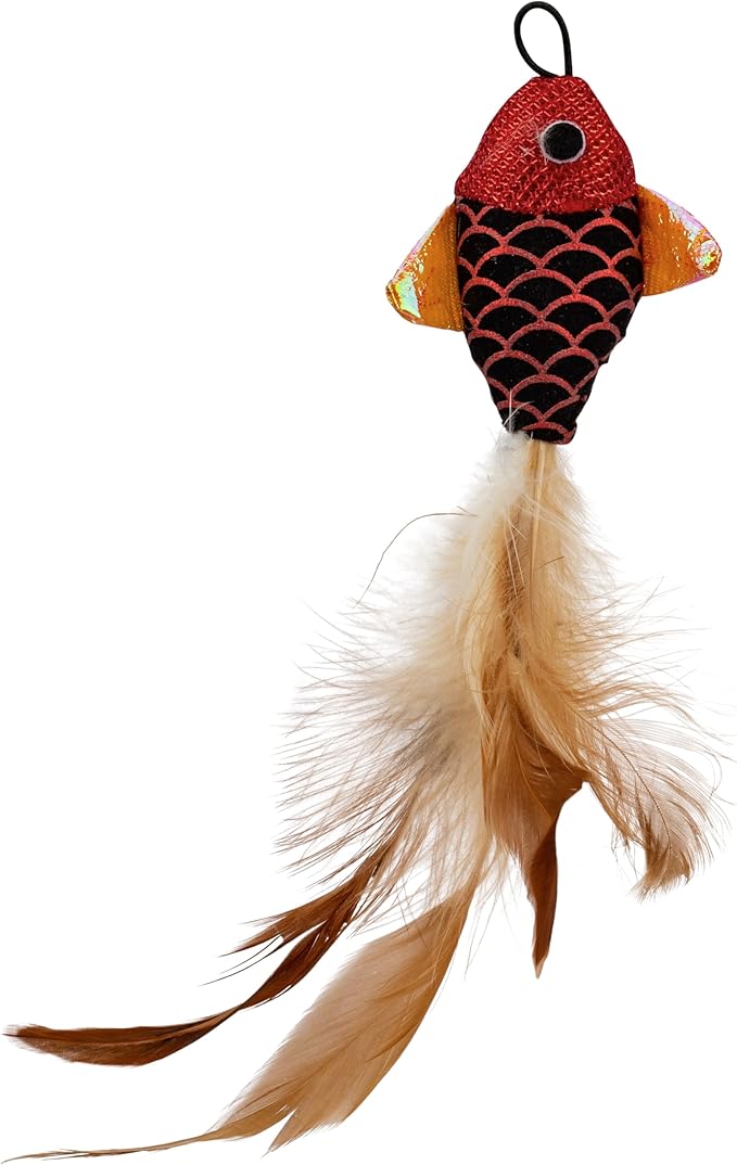 Cat Caster Fishing Pole Toy | Tangle Free & Easy to Store. Includes Two Interchangeable Teaser Toys | The Ultimate Gift for Kitty Lovers, Fish Bone