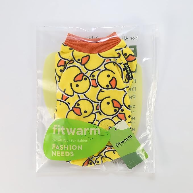 Fitwarm Funny Duck Dog Pajamas, Dog Winter Clothes for Small Dogs Girl, Lightweight Velvet Pet Jumpsuit, Cat Onesie, Yellow, XS