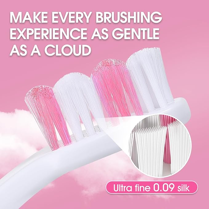 Dog Toothbrush – Newly Upgraded Dual-Head Design with 60° Wavy Bristles – Gently Surrounds Teeth for Deep Cleaning and Plaque Removal – Non-Slip Handle, Ideal for Daily Pet Dental Care (Pink, 1-Pack)