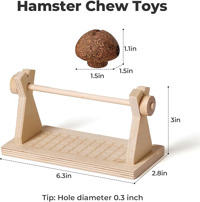 mini&moe Hamster Chew Toys for Teeth - Guinea Pig Chews and Treats Natural Hamster Enrichment Toys Improve Dental Health for Rat, Bunny, Chinchilla, Gerbils and Small Animal