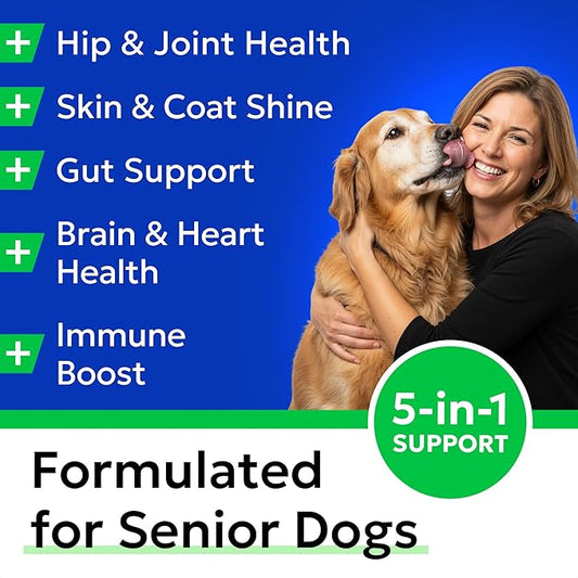 BARK&SPARK Dog Vitamins & Supplements - Multivitamin Chewable Treats for Dogs - Glucosamine Chondroitin for Joint Support + Omega for Skin & Coat + Probiotics - Multi Vitamin for Pets Health - 120Ct