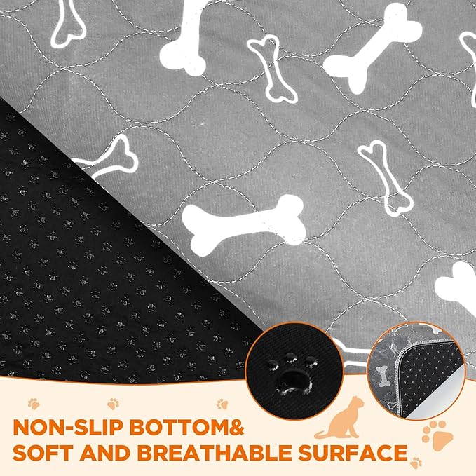 Washable Pee Pads for Dogs Large 48" x 48" 2-Pack Reusable Puppy Pads Pet Training Pads, Fast Absorb Dog Mats, Waterproof Whelping Pad, Non-Slip Protects Against Urine Leakage