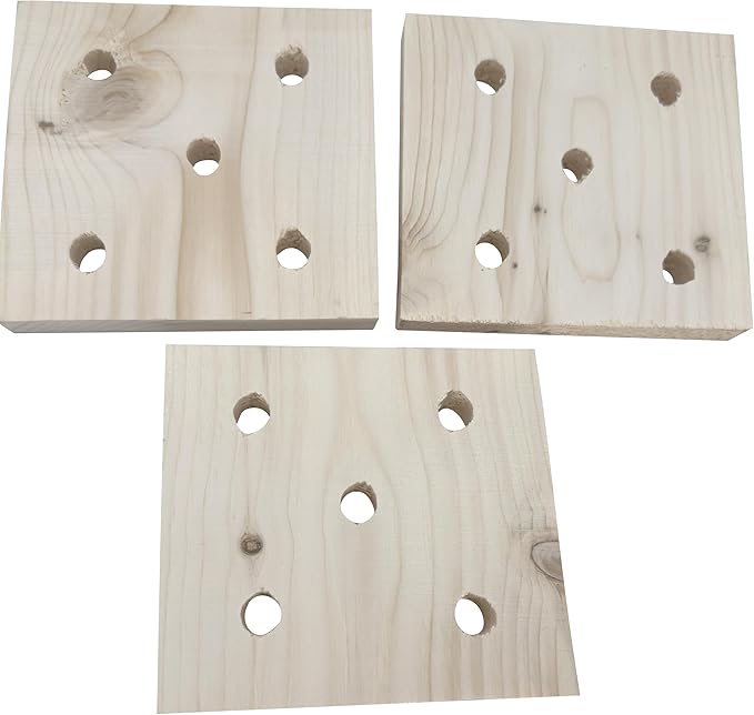 3005 Block Type 5 Natural Drilled Square 3 Pack Wood Chew Parrot Toys For Birds African Grey Cockatoos Macaws Cages Foraging Play Cage Wood Parts Wooden Blocks hand-crafted In USA
